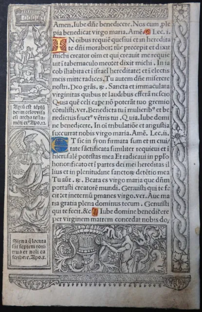 Stundenbuchblatt Kerver Vostre Hardouyn Bibelszenen Gold Initialen Paris Um 1500