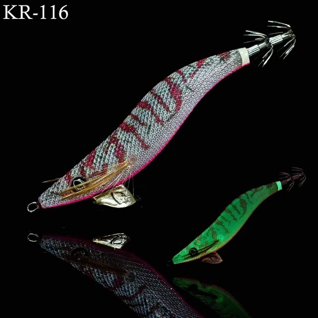 RUI Squid Jig KR119 - Pink UV Glow, Size 3.5, Egi Fishing Lure For Saltwater