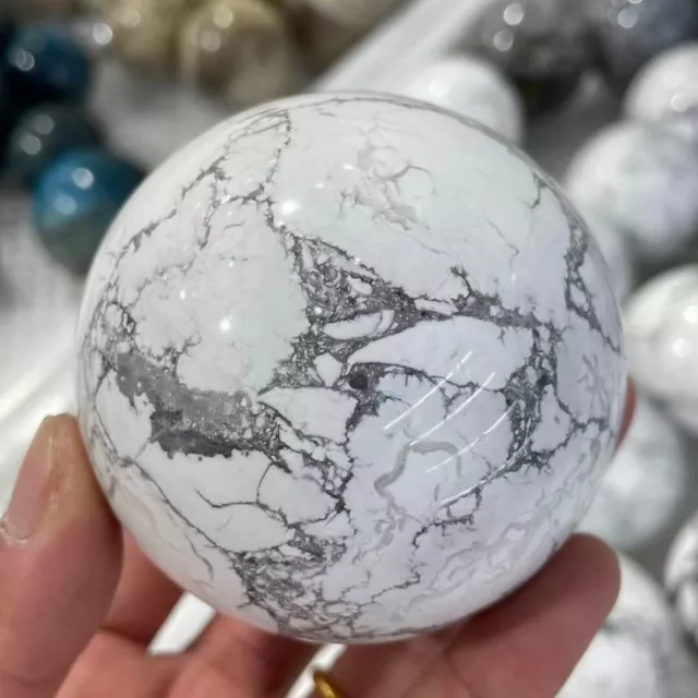 500g~1000g Natural White Turquoise Sphere Quartz Crystal Globe Reiki Healing 1pc 2