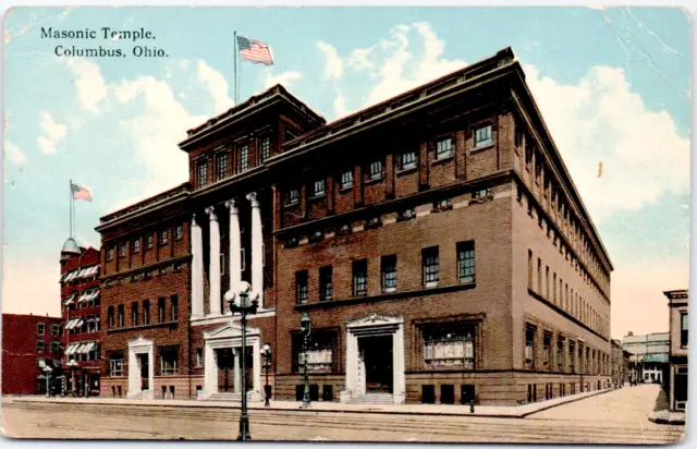 Masonic Temple Building Columbia Ohio 1910 USA OH Divided Back Vintage Postcard