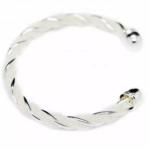 Bracelet jonc torsadé en argent, pour homme ou femme, à prix discount