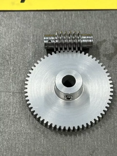 Worm Gear Set 1 Lead 60:1 Ratio 1/8" And 3/16" Bores 48 Pitch Aluminum Wheel
