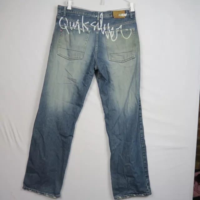 Quiksilver Mens Jeans 32W 32L Dark Blue 90's Vintage Straight Relaxed Fit Y2k