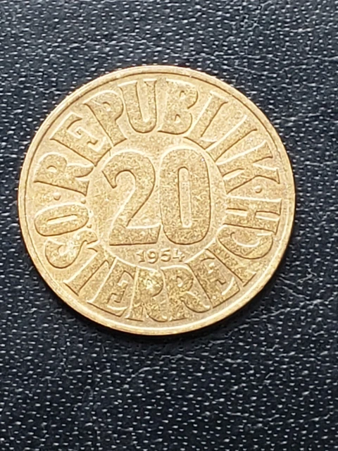 Autriche 20 Groschen 1954 Imperial eagle with Austrian shield on breast