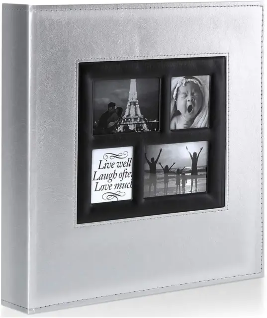 Álbum de fotos 500 bolsillos 6x4 fotos, tamaño extra grande cubierta de cuero deslizante foto