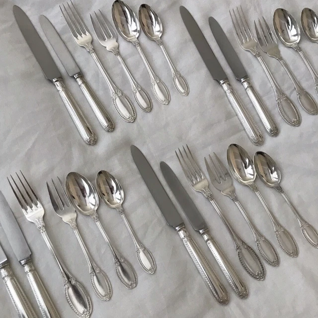 Buccellati Sterling Silver 4 Dinner Place Settings/ 6pc each Empire Impero Italy Buccellati Sterling Silver 4 Dinner Place Settings/ 6pc each Empire Impero Italy