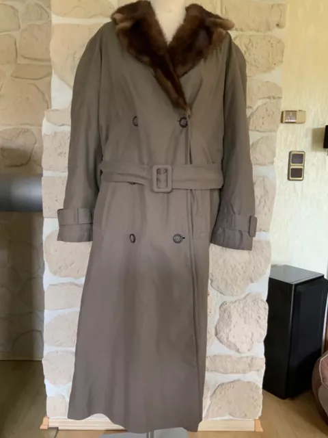 Damen Mantel mit Pelzkragen Your Sixth Sense graugrün (Oliv) Größe 38 neuwertig