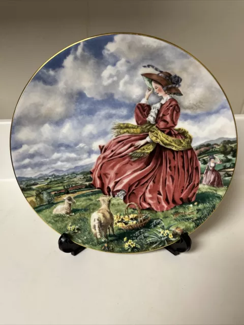 Royal Doulton TOP O' THE HILL figurine HN1834 Red Dress Collector Plate Signed