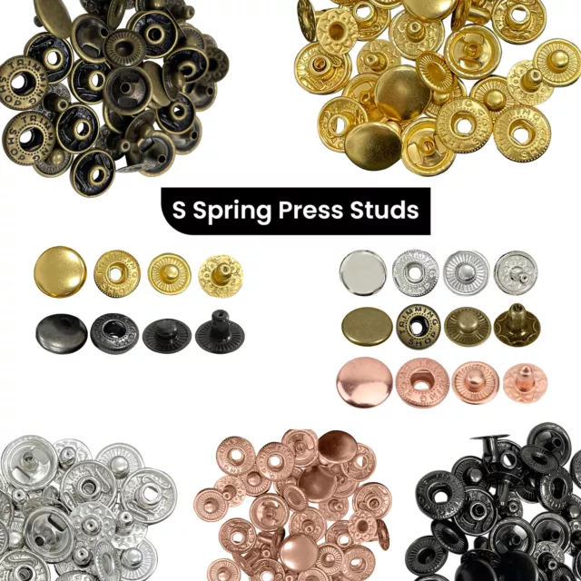 12mm 15mm 17mm 20mm S Spring Press Studs Button Snap Poppers Fasteners 10-100pcs