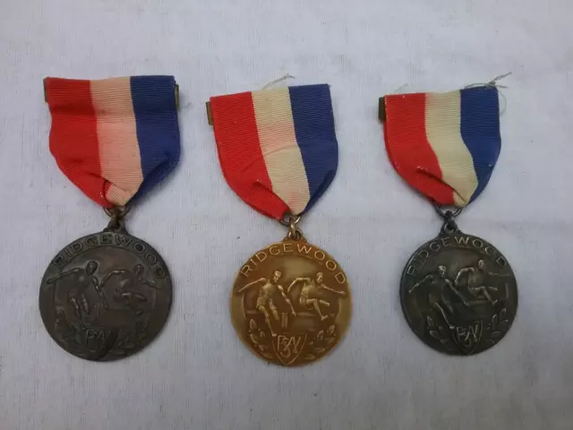 Lot of 3 Vintage Ridgewood, NJ PSAL Track Medals 1950s