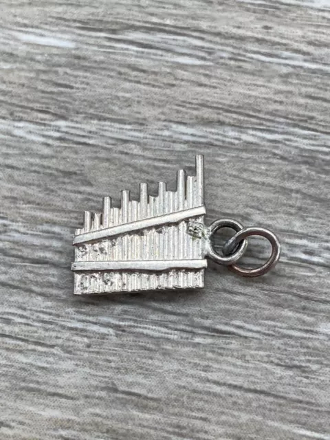 Sterling Silver Zampona Pan Flute Siku Musical Instrument 3d Charm Pendant Rare