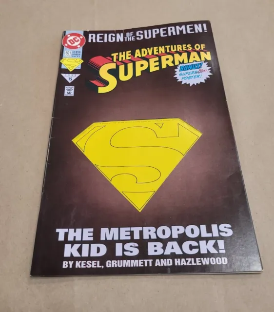 Adventures of Superman 501 - June 1993 - Die Cut Cover - Reign of the Supermen!