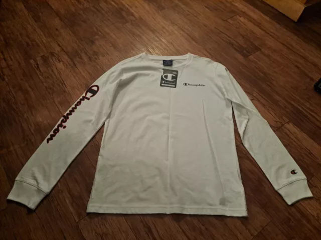 Boys white long sleeved T Shirt top NEW age 11 - 12 years CHAMPION £25 BNWT