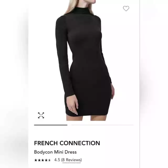 French Connection Bodycon Mini Dress Long sleeve - Black - Sz 2