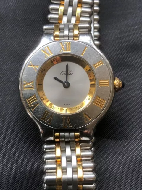 Cartier Must de Cartier 21 Damenuhr Bicolor -  1340 - mit dem seltenen Armband