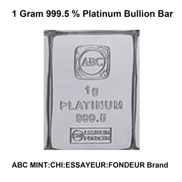 Platinum 1 Gram 999.5 ABC Mint Bullion Australian Made Investor Ingot Bar