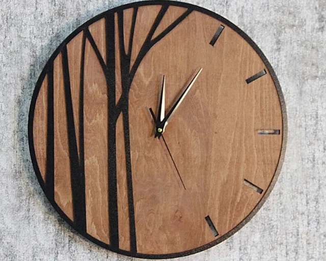 Horloge murale en bois abstrait rustique pour salon, maison, décoration artistique