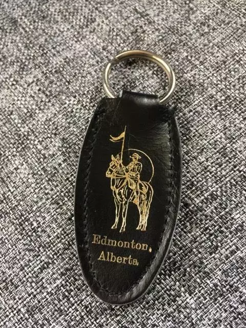 Vintage Leather Keychain with Royal Canadian Mounted Police RCMP on Horse
