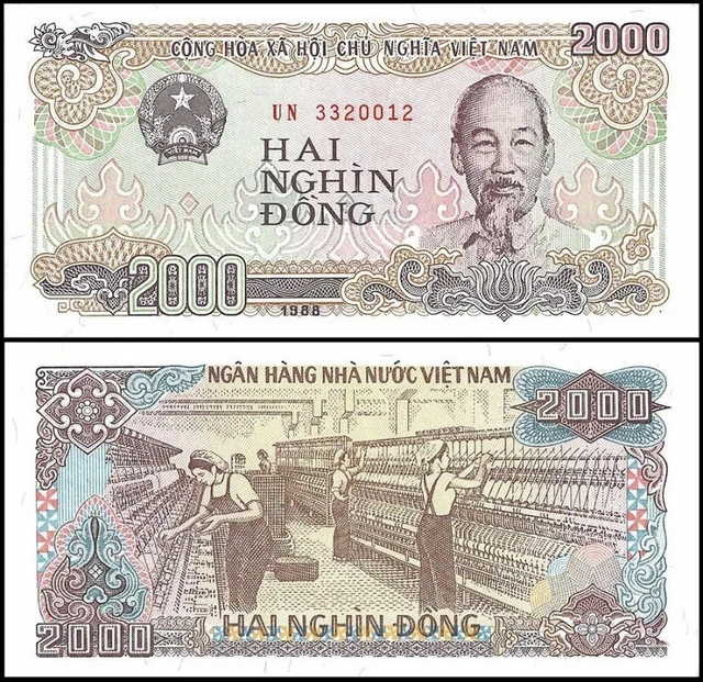 VIETNAM 2000 Dong, 1988, P-107, UNC World Currency