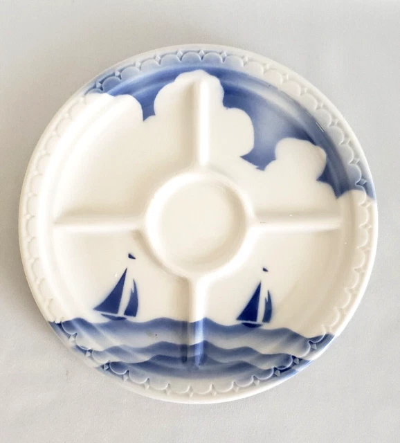 Vtg RARE - Syracuse Econo-Rim China - Airbrush Sailboat - Divided Plate 1945 - 1