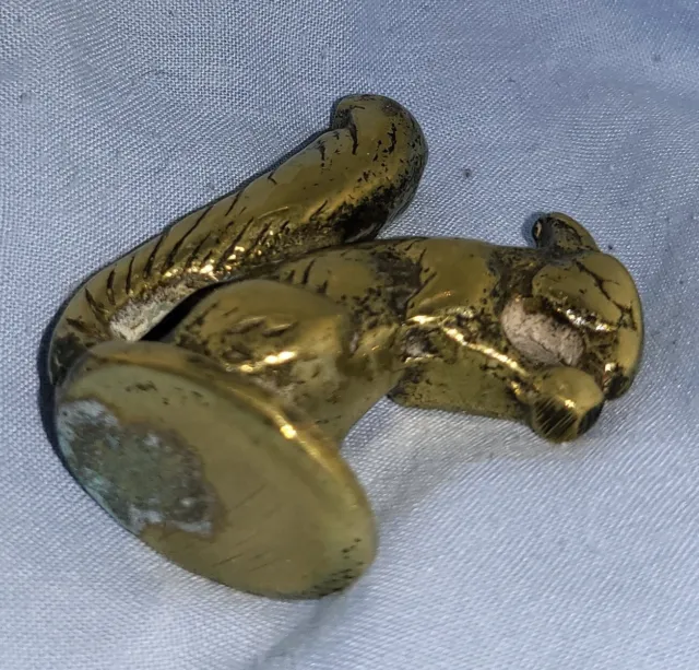 Antique Squirrel Vintage Old Victorian Gold Lustre Solid Brass Secret Cute Nuts 3