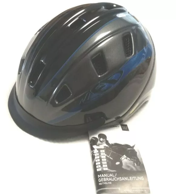 KED Reithelm Basco  Anthrazit Blau glänzend Gr. XL 60 - 64 cm Reitkappe Helm neu