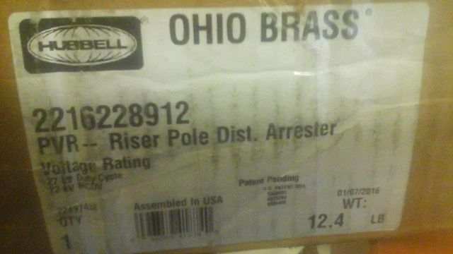 Hubbell / Ohio Brass PVR Optima Distribution Arrester 21kV 2216177214 New