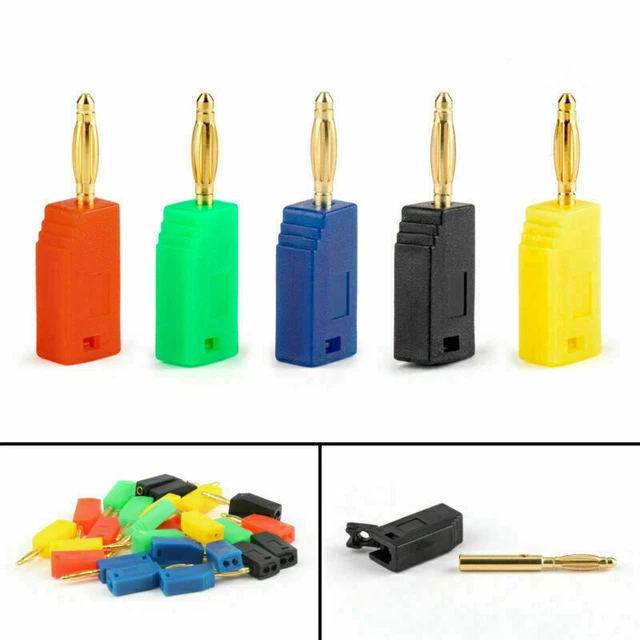 50 Pcs 2mm 5 Color Gold Plated Banana Plug Connector Kit P