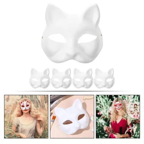 (faccia Di Gatto)5 Pezzi Bianco Maschera Da Disegno Costume Di Halloween