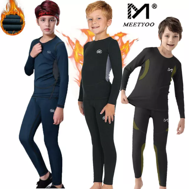 Kids Thermal Set Long Sleeve Tshirt Boys Girls Warm Winter Underwear Top Bottoms