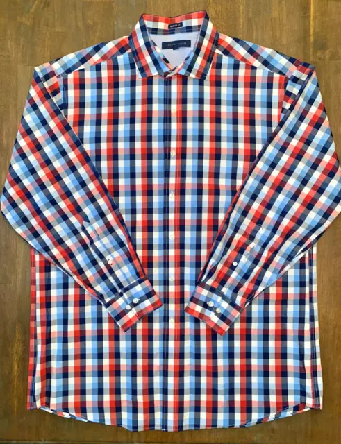 Tommy Hilfiger Dress Shirt Men’s Size Large 16 32-33 Red, White & Blue Plaid