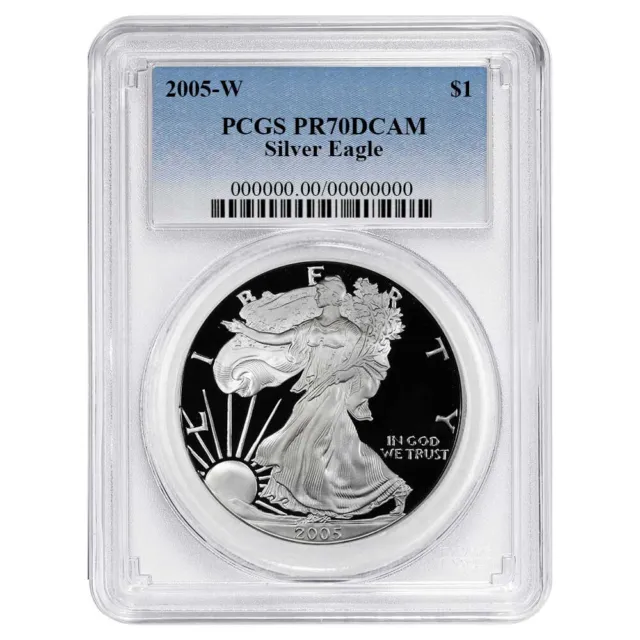 2005-W Proof $1 American Silver Eagle PCGS PR70DCAM Blue Label