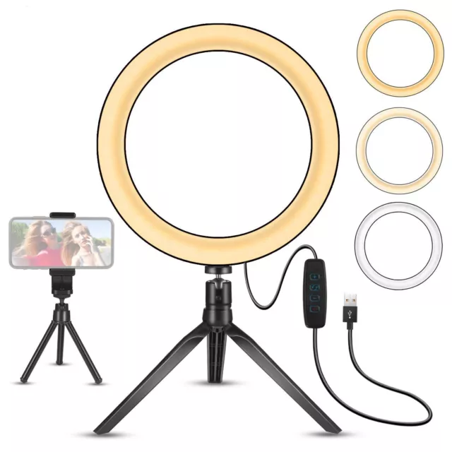 LED Dimmbar Ringleuchte 6" Ringlicht mit Handy Stativ für Live YouTube Makeup