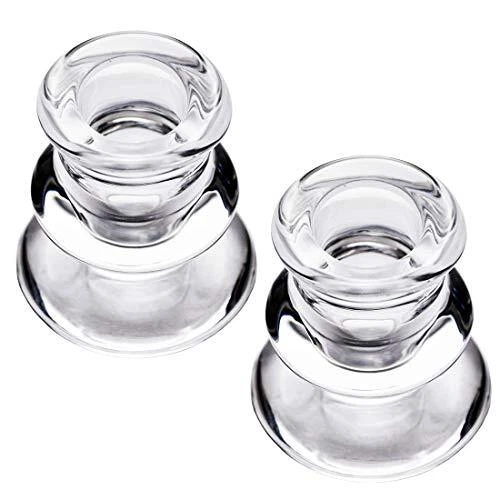 Glass Candlestick Holders, Set of Taper Candle Holders for Wedding, 2 Clear