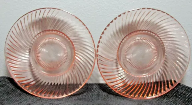 SET of 2 Federal Glass DIANA PINK Depression Glass SAUCERS ~ 5 7/8"