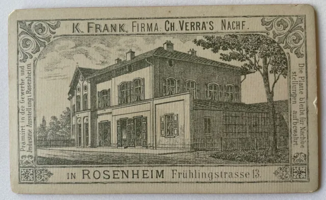 orig. CDV Fotografie Foto Rosenheim um 1890 M. Frank Dame Frau Portrait