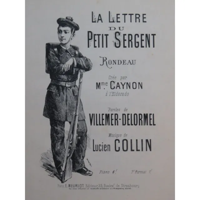 COLLIN Lucien La Lettre du Petit Sergent Chant Piano ca1880