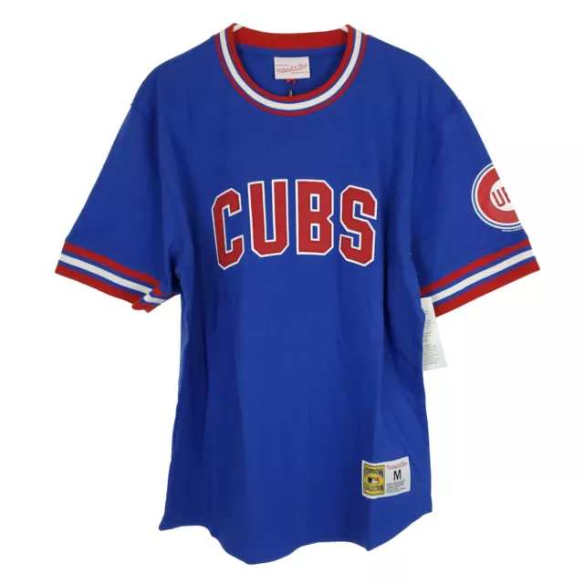 Chicago Cubs Mitchell & Ness MLB Shirt M Medium Ribbed Sleeves & Collar Blue NWT