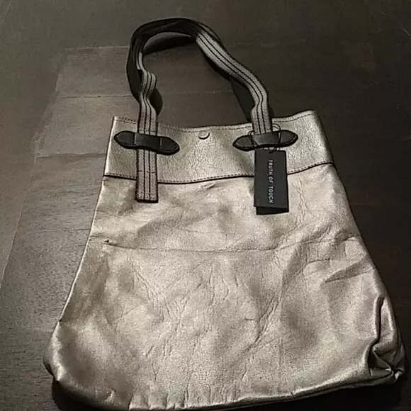 Truth of Touch Vegan leather steel silver tote nwt