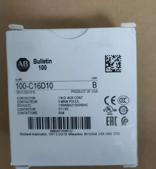 Allen-Bradley 100-C16D10 16 AMP 120VAC COIL IEC Contactor New Sealed 100C16D10