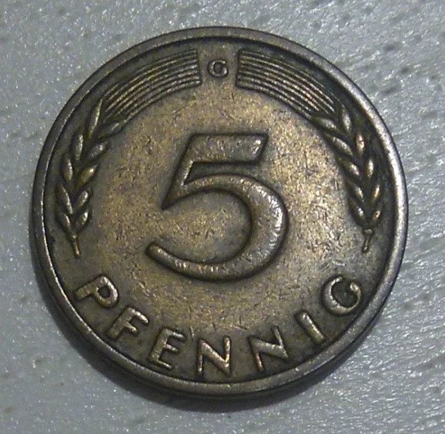 5 Pfennig Bank Deutscher Länder 1949 G BRD, 5 PFENNIG, 1949 G, Bank Deutscher Länder. Original Münze, keine