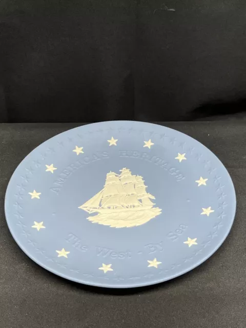 Vintage Wedgwood Lt Blue Jasper Ware 8” Decorative Plate England Pre Owned