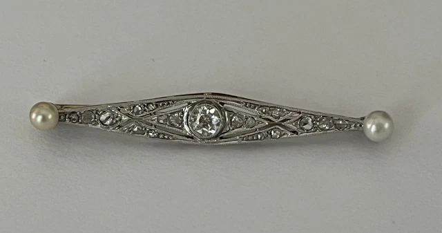 Broche Ancienne En Or Jaune 18k 750, Style Art Nouveau 'Printemps' Avec Diamants - Occasion Vintage