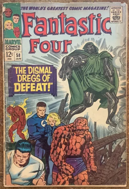 FANTASTIC FOUR #58 DOCTOR DOOM + THE SILVER SURFER ~ MARVEL COMICS January 1967