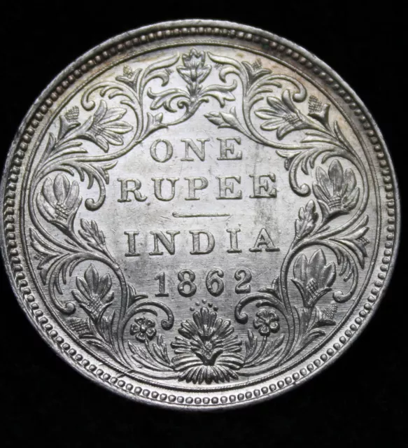 India  British India  1862 Qeen Victoria Silver Rupee 5 dots  2311