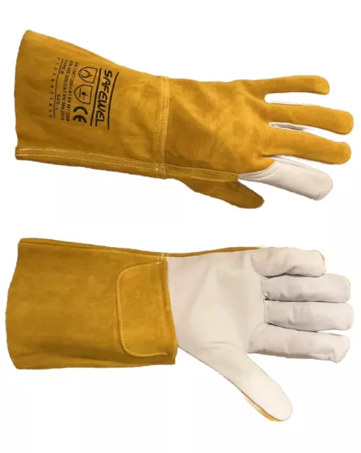 2 x Pairs Premium  Gold Leather TIG Welders Welding Safety Gardening Gloves