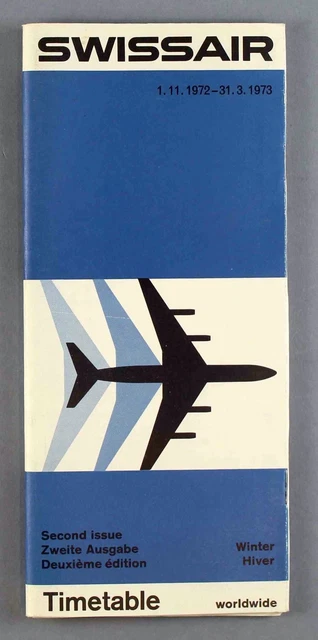 Swissair Airline Timetable Worldwide Winter 1972/73 Second Issue Flugplan