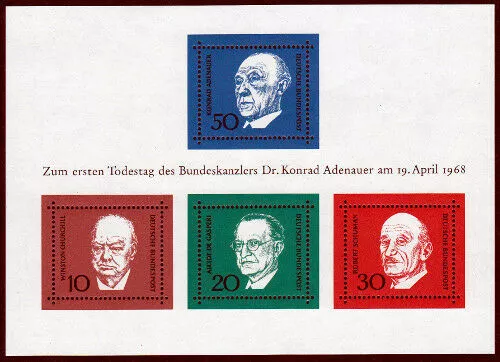 Bund Block  4 ** POSTFRISCH - 1. Todestag von Konrad Adenauer