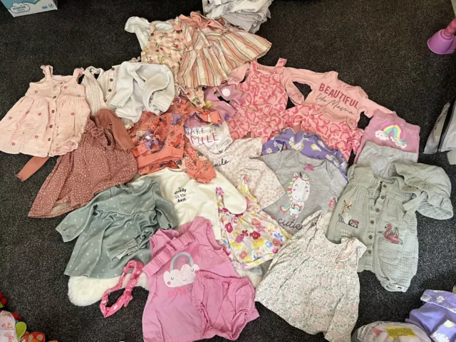 Baby girl Large clothes Bundle size 3-6 months Summer dresses babygrows outfits