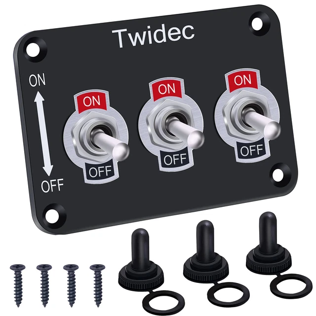 Twidec/3 Gang Rocker Toggle Switch Metal Panel with 16A 250V AC/12V DC SPST 2 Po